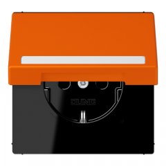 Kontaktligzda SCHUKO, 16 A 250 V ~, marķējams, ar bērnu drošību un vāciņu, termoplasts krāsots, Serie LS, oranža