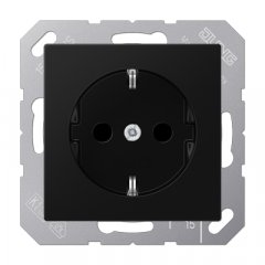 Kontaktligzda SCHUKO, 16 A 250 V ~, termoplasts krāsots, Serie A, grafītmelns matēts