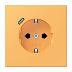 Kontaktligzda SCHUKO 16 A 250 V ~, USB pieslēgvieta 1 x Typ C, ar bērnu drošību, Serie LS, ocre jaune clair