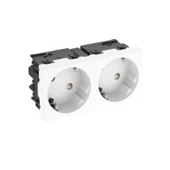 Kontaktligzda 33°, divvietīga Aizsargkontakts, Connect 45 250V, 10/16A, PC, dzidri balts, 9010 STD-D3SC RW2