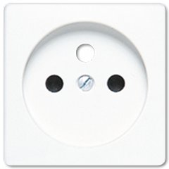 Centrālplate kontaktligzdai, Francijas/Beģijas standarts, duroplasts, 50 x 50 mm, balts