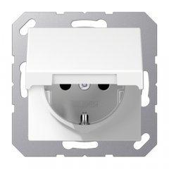 Kontaktligzda SCHUKO, 16 A 250 V ~, skrūvju spailes, ar vāciņu, duroplasts, Serie A, balts