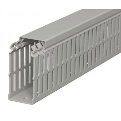 Perforēts vādu kanāls 75x37,5x2000, PVC, akmens pelēks, 7030 LKV N 75037