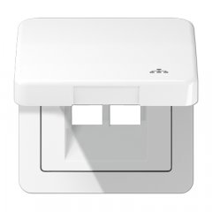 Rozetes vāks ar centrālplati, ar simbolu LAN, vertikālā un horizontālā montāža, Serie CD, balts