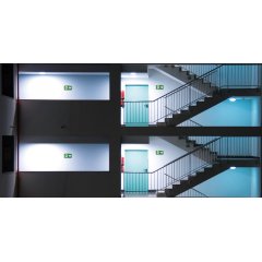Emergency light, 3 hour, exit route sign, 32 m, LED technology, display, self-control, surface and recessed ceiling mounting