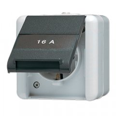 Kontaktligzda SCHUKO, 16 A 250 V ~, marķējams, ar bērnu drošību un vāciņu, WG 800, grau/anthrazit