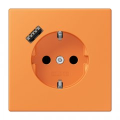 Kontaktligzda SCHUKO 16 A 250 V ~, USB pieslēgvieta 1 x Typ A, ar bērnu drošību, Serie LS, orange clair
