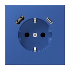 Kontaktligzda SCHUKO 16 A 250 V ~, USB pieslēgvieta 1 x Typ A + 1 x Typ C, ar bērnu drošību, Serie LS, bleu outremer 59