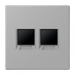 Virsma (ar fiksatoru) modulārai datu rozetei 2-vietīga, UMA-CAT6A, termoplasts lakots, Serie LS, gris moyen
