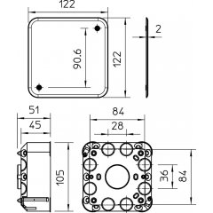 Instalācijas kārba, reģipsim reģipšu sienai 105x105x50, PP, oranžs HV 100 KD