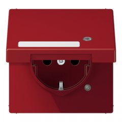 Kontaktligzda SCHUKO, 16 A 250 V ~, ar indikātoru, marķējams, ar bērnu drošību un vāciņu, termoplasts sarkans