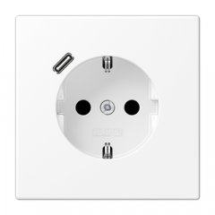 Kontaktligzda SCHUKO 16 A 250 V ~, USB pieslēgvieta 1 x Typ C, ar bērnu drošību, Serie LS, sniegbalts matēts