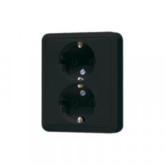 Kontaktligzda dubultā SCHUKO, 16 A 250 V ~, duroplasts, Serie CD, melns