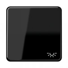 Taustiņs 1-viet, ar spuldzes simbolu, duroplasts, Serie CD, melns