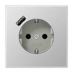 Kontaktligzda SCHUKO 16 A 250 V ~, USB pieslēgvieta 1 x Typ A, ar bērnu drošību, Serie LS, alumīnijs
