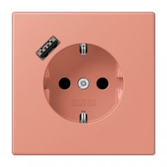 Kontaktligzda SCHUKO 16 A 250 V ~, USB pieslēgvieta 1 x Typ A, ar bērnu drošību, Serie LS, l'ocre rouge moyen