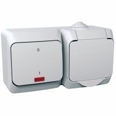 Cedar Plus - vienas kontaktligzdas puseE+2 polu sw - 16A(X), lokatora gaisma, balta