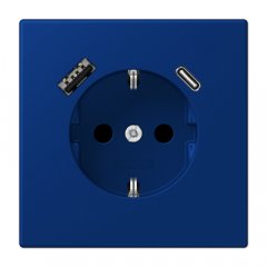 Kontaktligzda SCHUKO 16 A 250 V ~, USB pieslēgvieta 1 x Typ A + 1 x Typ C, ar bērnu drošību, Serie LS, bleu outremer foncé