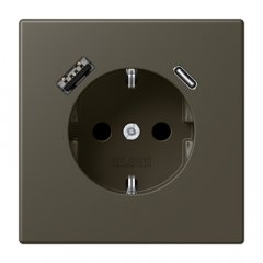 Kontaktligzda SCHUKO 16 A 250 V ~, USB pieslēgvieta 1 x Typ A + 1 x Typ C, ar bērnu drošību, Serie LS, ombre naturelle 31