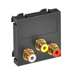 Media adapteris audio/video 3x vietīgs, rozete-rozete 45x45mm, PC, pelēkmelna, 7021 MTG-12R F SWGR1