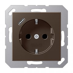 Kontaktligzda SCHUKO 16 A 250 V ~, USB pieslēgvieta 1 x Typ C, ar bērnu drošību, Serie A, moka