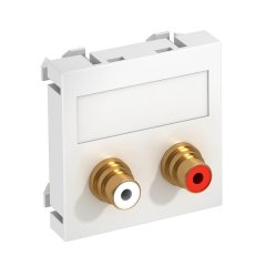 Media adapteris audio tulpe 2x vietīgs, rozete-rozete 45x45mm, PC, dzidri balts, 9010 MTG-2R F RW1