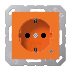 Kontaktligzda SCHUKO, 16 A 250 V ~, ar indikātoru, ar bērnu drošību, termoplasts, Serie AS/A, orange