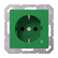 Kontaktligzda SCHUKO, 16 A 250 V ~, ar indikātoru, ar bērnu drošību, termoplasts, Serie AS/A, zaļš