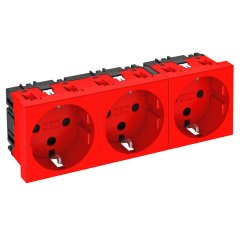Kontaktligzda 0°, 3-vietīga kodēta, aizsargkontakts 250V, 10/16A, PC, signālsarkana, 3001 STD-D0K SRO3