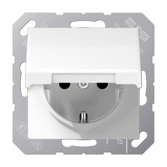 Kontaktligzda SCHUKO, 16 A 250 V ~, ar bērnu drošību un vāciņu, duroplasts antibakteriāls, Serie AS, alpinw