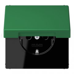 Kontaktligzda SCHUKO, 16 A 250 V ~, ar bērnu drošību un vāciņu, Serie LS, vert foncé