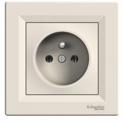 Asfora - single socket outlet with pin earth - 16A krēmkrāsas