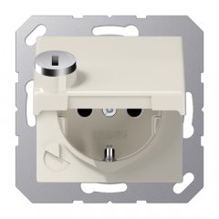 Kontaktligzda SCHUKO, 16 A 250 V ~, ar bērnu drošību un vāciņu, ar drošības slēdzeni, termoplasts, Serie AS, balts