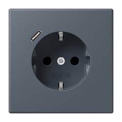 Kontaktligzda SCHUKO 16 A 250 V ~, USB pieslēgvieta 1 x Typ C, ar bērnu drošību, Serie LS, gris fonce 59