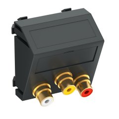 Media adapteris audio/video 3x vietīgs, rozete-rozete 45x45mm, PC, pelēkmelna, 7021 MTS-12R F SWGR1