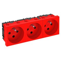 Kontaktligzda 0°, 3-vietīga, ar zemēšanas tapu, kodēta 250V, 10/16A, PC, signālsarkana, 3001 STD-F0K SRO3