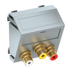Media adapteris audio/video 3x vietīgs, rozete-rozete 45x45mm, PC, alumīnija lakots MTS-12R F AL1