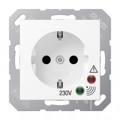 Kontaktligzda SCHUKO, 16 A 250 V ~, skrūvju spailes, ar indikātoru un pārsprieguma aizsardzību, duroplasts, Serie AS/A, balts