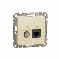 TV + datu ligzda, Sedna Design & Elements, RJ45 CAT6 UTP, individuālais, PRO, bērzs