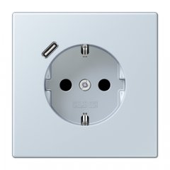 Kontaktligzda SCHUKO 16 A 250 V ~, USB pieslēgvieta 1 x Typ C, ar bērnu drošību, Serie LS, outremer pale