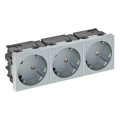 Kontaktligzda 33°, trīsvietīgs aizsargkontakts, Connect 45 250V, 10/16A, PC, alumīnija lakots STD-D3SC AL3