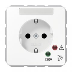 Kontaktligzda SCHUKO, 16 A 250 V ~, skrūvju spailes, ar indikātoru un pārsprieguma aizsardzību, marķējams, duroplasts, Serie CD, balts