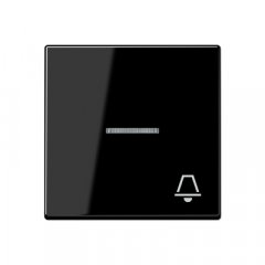 Taustiņs 1-viet, ar indikācijas logu, ar zvana simbolu, duroplasts, Serie A, melns