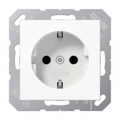 Kontaktligzda SCHUKO, 16 A 250 V ~, skrūvju spailes, termoplasts, Serie AS/A, balts