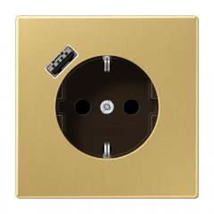 Kontaktligzda SCHUKO 16 A 250 V ~, USB pieslēgvieta 1 x Typ A, ar bērnu drošību, Serie LS, misiņš