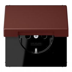 Kontaktligzda SCHUKO, 16 A 250 V ~, ar bērnu drošību un vāciņu, termoplasts krāsots, Serie LS, terre sienne brûlée 31