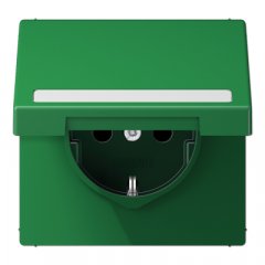Kontaktligzda SCHUKO, 16 A 250 V ~, marķējams, ar bērnu drošību un vāciņu, termoplasts, Serie LS, zaļš