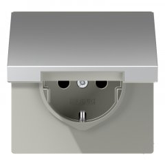 Kontaktligzda SCHUKO, 16 A 250 V ~, ar bērnu drošību un vāciņu, Serie LS, Aluminium