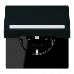 Kontaktligzda SCHUKO, 16 A 250 V ~, marķējams, ar bērnu drošību un vāciņu, termoplasts krāsots, Serie LS, noir d'