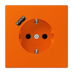 Kontaktligzda SCHUKO 16 A 250 V ~, USB pieslēgvieta 1 x Typ A, ar bērnu drošību, Serie LS, oranža